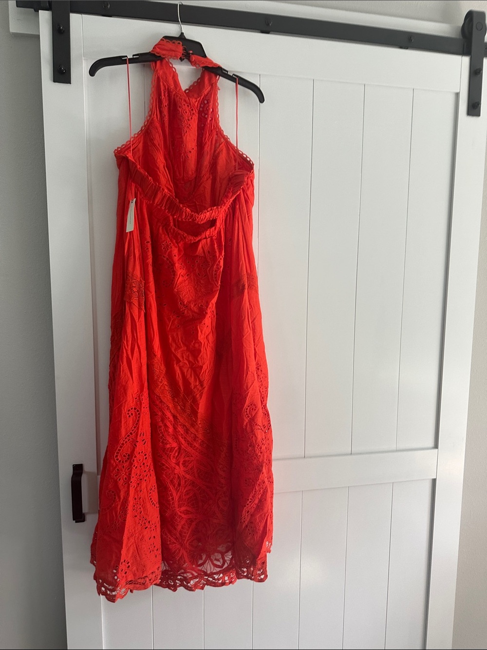 Anthropologie Red Halter Maxi Dress with Eyelet Detail - Picture 6 of 6